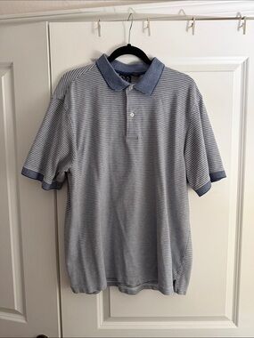 Jos. A. Bank Light Blue and White Striped Polo